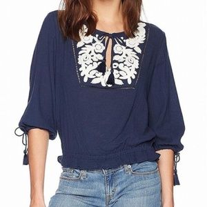 Lucky Brand | Embroidered Tassel Top, Size L